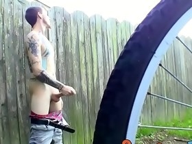 Hot tattooed Blinx enjoying a nice jerk off session outdoors