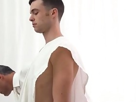 Clean-cut Mormon boy barebacked in church